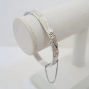 Vtg Etched hinged bangle bracelet